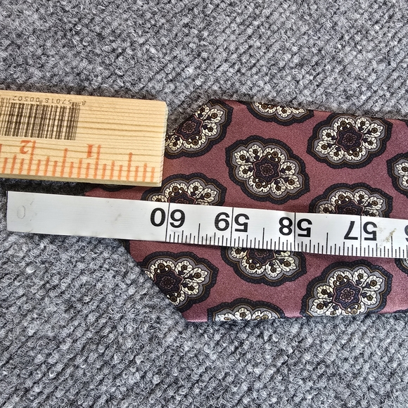 Christian Dior Burgundy Cream Floral Silk Tie Mens Designer Necktie - Picture 7 of 7